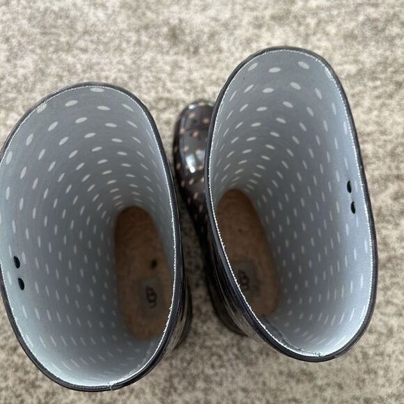 Ugg Shoes Ugg Australia Shaye Charcoal Polka Dot Tall Rubber Rain 11 - Picture 4 of 7